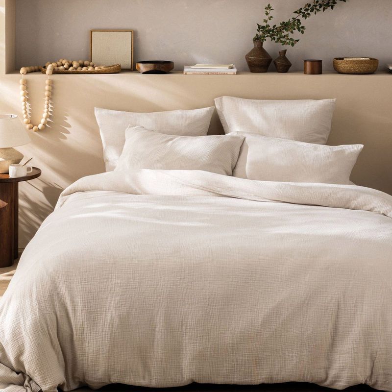Matt & Rose - Dekbedovertrek - Naturel - Mousseline Katoen - 260x240 + 2 Kussenslopen 65x65 - Beige