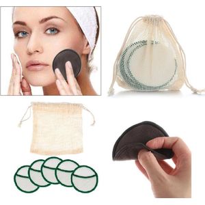 Cabantis Duurzaam Wattenschijfjes|Makeup|Ecosysteem|Herbruikbaar|5 stuks Groen-Wit