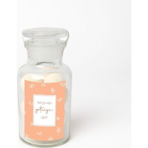 Apothekersfles - Bruisballen - Ontspanning - Getuige vragen - Wil jij mijn getuige zijn - Getuige vragen cadeau - Orange botanical design