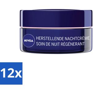 12 x NIVEA - Nachtcrème - Essentials +24U Voedend - Voor gevoelige & droge huid - Met Sheaboter & Amandelolie - 50 ml - Nivea Nachtcreme - Voedende Nachtcreme - Droge Huid - Gevoelige Huid - 24 Uur Hydratatie