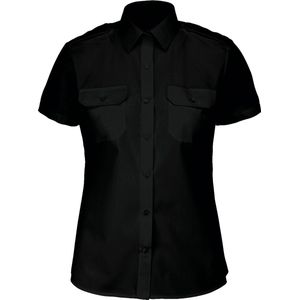 Blouse Dames M Kariban Korte mouw Black 65% Polyester, 35% Katoen