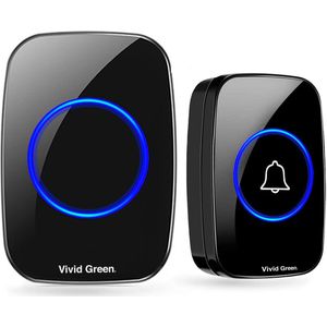 Vivid Green Draadloze Deurbel - Draadloos - Deur Bel - Deurbellen - Wireless doorbell - IP44 Waterdicht -Met ontvanger - Zwart