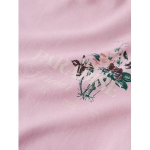 Meisjes longsleeve roze met bloemenprint 116