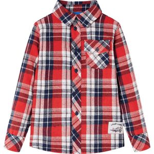 vidaXL-Kinderoverhemd-geruit-128-rood-en-marineblauw
