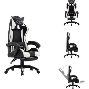 vidaXL Racestoel Luxe - Gaming bureaustoel - verstelbaar - wit/zwart - 64x65x(111.5-119) cm - Bureaustoel