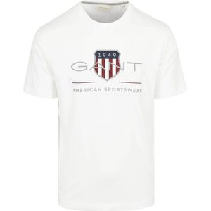 Gant T-shirt Logo Wit - Maat XL - Heren - Print T-shirts