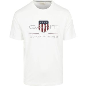 Gant - T-shirt Logo Wit - Heren - Maat M - Regular-fit