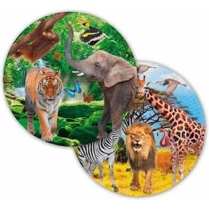 24x stuks Safari/jungle thema kinderfeest bordjes 23 cm - Dieren feestartikelen