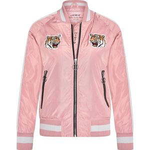 MHM Fashion - Kinderjas maat S zomer Bomber Jacket Tiger Heads Zwart - Roze
