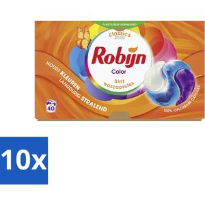Robijn - 3-in-1 Color - Wascapsules - 40 Wasbeurten - Bulkverpakking - 10 stuks