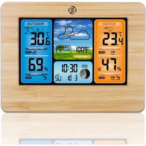 Equivera Weerstation Binnen en Buiten - Weerstation - Draadloos - Thermometer, Barometer, Hygrometer - Buitensensor - Temperatuur - Weersvoorspelling