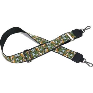 STUDIO Ivana - Gekleurde tassenband 5 cm met bloemenprint - Bagstrap met bloemen dessin - groen/blauw/geel/oranje