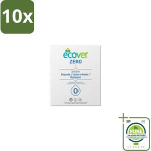 10 x Ecover - Waspoeder Universal Zero - Zonder geurstoffen - 1,2 kg - Grootverpakking - Waspoeder - Hypoallergeen - Wasmiddel - Biologisch Afbreekbaar - Vegan