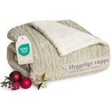 Blumtal - Fleece Deken - Kabelgebreide Look - Zand en Ivoor - Microvezel