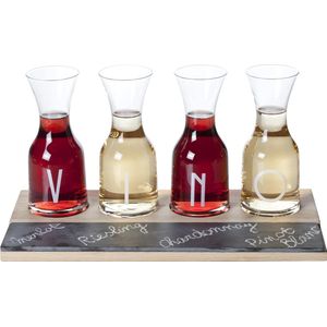 Cosy&Trendy Vino Set - Plank Met 4 Karaffen