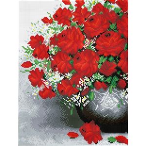 Full Diamond Painting Volwassenen - Hobby - Volledig Pakket - Vierkante Steentjes - DQ8.010 Diamond Dotz® - Klassiek rode bloemen boeket 41 x 31cm
