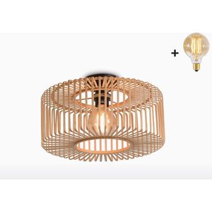 Plafondlamp - BROMO - Bamboe - Rond - Small - Met LED-lamp