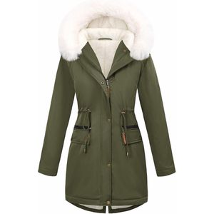 Winterjassen Dames Fleece Gevoerd Waterdicht en Winddicht Halflang Parka met Zakken