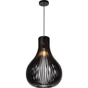 Atmooz - Hanglamp Zita L - zwart - Industrieel - Woonkamer / Slaapkamer / Eetkamer - Plafondlamp - Zwart hout - Hoogte 190cm - Hout