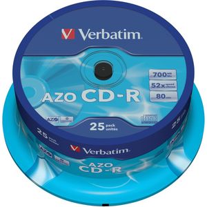 Verbatim CD-R AZO Crystal Schijven 700 MB 25 Stuks - Spindel
