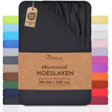 Microvezel - Hoeslaken - Zwart - 90x200cm