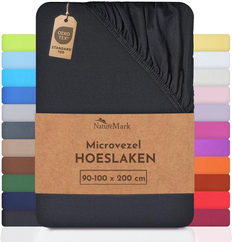 Microvezel - Hoeslaken - Zwart - 90x200cm