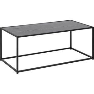 Belfurn - Jussi salontafel 100x50 cm in melamine zwart op zwart metalen frame