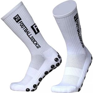 Gripsokken Voetbal - 3 Paar Antislip Sokken - Maat 39-45 - Compressie Sportsokken - Antiblaren Hardloopsokken - Yoga Sokken - Wit
