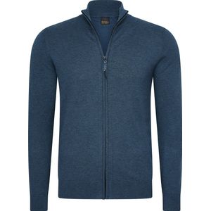 Mario Russo Full Zip Cardigan - Vest Heren - Coltrui Heren - Trui Heren - Jeans Blauw - M