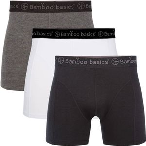 Bamboo Basics Heren Bamboe Boxershorts Rico (3-pack) - Zwart, Wit & Grijs - Ondergoed Heren - Boxershort Heren Lange pijp - Maat S