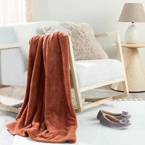 Knuffeldeken, Pluizige Deken, Flanellen Fleecedeken, Warme Wollen Deken, Zachte Bankdeken, Hoogwaardige Bankdeken, Deken Woondeken, Softy, Terracotta, 120x170 cm
