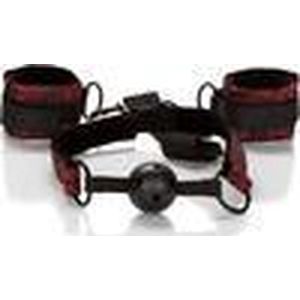 Set Breathable Ball Gag with Cuffs Scandal Zwart
