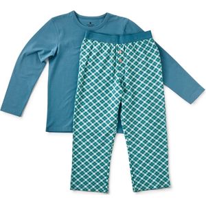 Little Label - Pyjama - Blauw Groen - Geruit - Zachte BIO Katoen