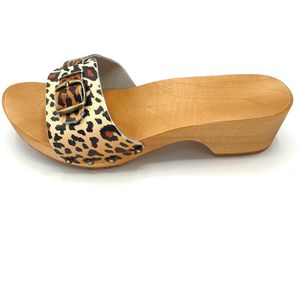 DINA sandalen panter print met leren band voor hippe dames