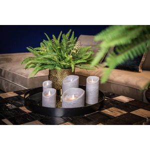 PTMD - 5 delige Led kaarsen set - RUSTIC SUEDE GREY- echte wax - bewegende vlam - timer functie