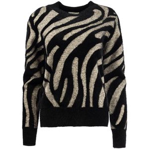 NED Trui Flair Ls Rmj Furry Print Knit 25w1 U386 04 18-900 Shortbread-black Dames Maat - S
