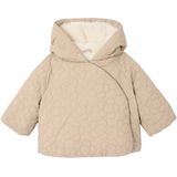 Gewatteerde Babymantel - Beige - Fantasiestiksel Motief Bloemen