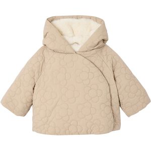 Gewatteerde Babymantel - Beige - Fantasiestiksel Motief Bloemen