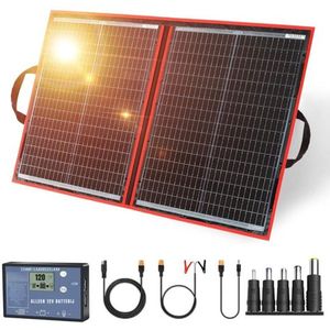 Thuys – Luxe Zonnepanelen – Compleet Pakket – Opvouwbaar – Camper – Inclusief Accessoires – Modern Design – Zwart/Rood