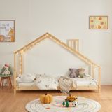 Kinderbed Siuntio huisbed met bedbodem 90x200 cm naturel [en.casa]