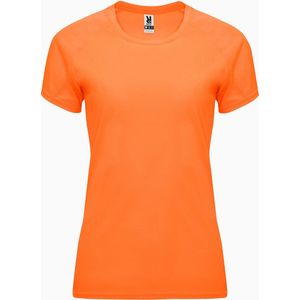 Fluorescent Oranje dames sportshirt korte mouwen Bahrain merk Roly maat M