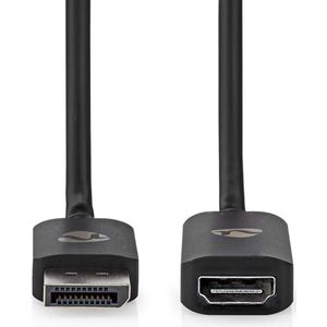 Nedis DisplayPort-Adapter - DisplayPort Male - HDMI Output - 8K@30Hz - Vernikkeld - Recht - 0.20 m - Rond - TPE - PVC - Zwart - Envelop