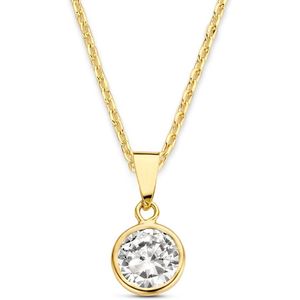 New Bling 9NBG-0795 Gouden ketting met Hangertje - V - 4,5x12mm - Ankerschakel - 39+3+3cm - 14 Karaat - Goud