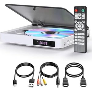 DVD Speler met HDMI - DVD Speler - DVD Speler HDMI - DVD Speler Laptop - Wit - 1920x1080 - Inclusief HDMI Kabel - Met afstandsbediening - DVD en CD speler - Compact