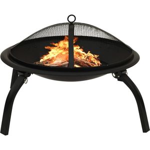 vidaXL - Vuurschaal - en - barbecue - 2-in-1 - met - pook - 56x56x49 - cm - staal