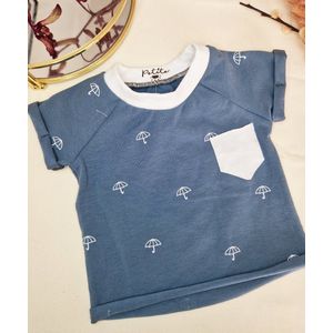Paraplu blauw baby t-shirt - jersey katoen | T-shirt | PETITE EvelinaApparel