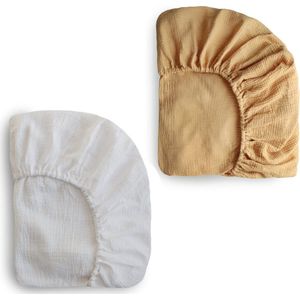 Getailleerd laken - 2 stuks - S - 82*41CM - Gekreukt kinderlaken - Volledige hoes voor kinderbedje - Ademend kinderlaken - Wieglaken - Zacht en ademend - Geschikt voor wiegjes, ledikantjes en ovale manden - Matrashoes