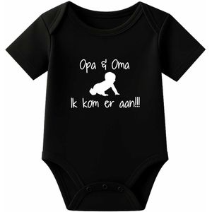 Romper Opa & Oma ik kom eraan - zwart - korte mouw