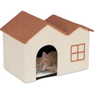 Relaxdays kattenhuis opvouwbaar - kattenmand met dak - kattenhok binnen - hondenhuisje