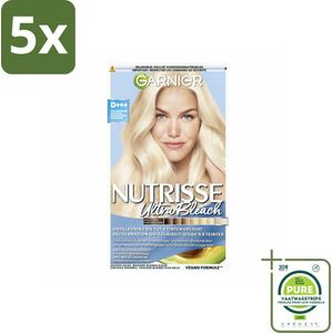 5 x Garnier - Nutrisse Ultra BLonde D+++ - Ontkleuring - Ultra Puur Blond - Super Oplichtend - Permanente Kleur - Grootverpakking - Ultra Blonde - Haar Ontkleuring - Blonde Haar - Haarverf - Ultra Licht Blond